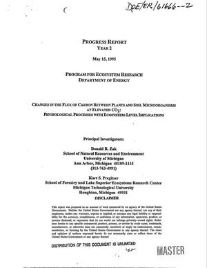 Changes in the flux of carbon between plants and soil microorganisms at elevated CO{sub 2}: Physiological processes with ecosystem-level implications. Progress report, [August 15, 1994--August 14, 1995]
