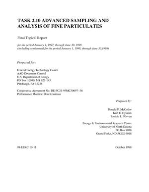 ADVANCED SAMPLING AND ANALYSIS OF FINE PARTICULATES. Final Topical Report which includes semiannual for the period of January 1, 1998 - June 30, 1998