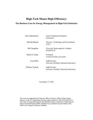 High-Tech Means High-Efficiency: The Business Case for EnergyManagement in High-Tech Industries
