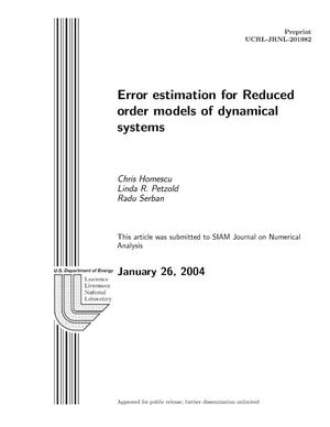 Error Estimation for Reduced Order Models of Dynamical Systems