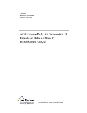 A Calibration to Predict Concentrations of Impurities in Plutonium Oxide by Prompt Gamma Analysis
