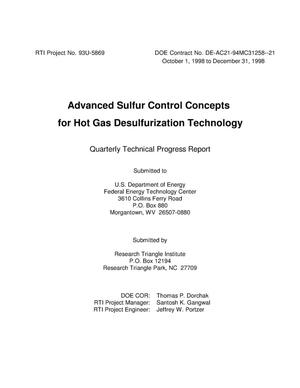 ADVANCED SULFUR CONTROL CONCEPTS FOR HOT GAS DESULFURIZATION TECHNOLOGY