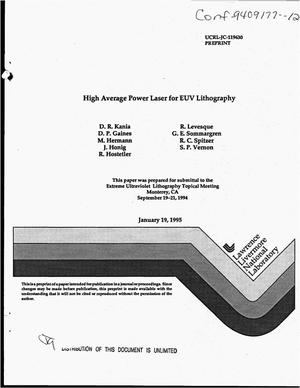 High average power laser for EUV lithography