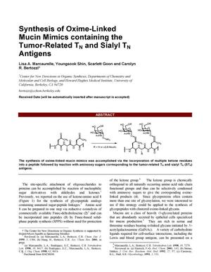 Synthesis of oxime-linked mucin mimics containing thetumor-related TN and sialyl TN antigens