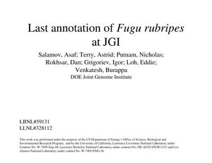 Last Annotation of Fugu rubripes at JGI