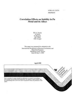 Correlation effects on stability in Pu metal and its alloys