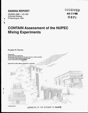 CONTAIN assessment of the NUPEC mixing experiments