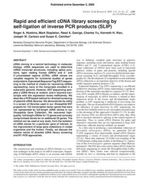Rapid and Efficient cDNA Library Screening by Self-Ligation ofInverse PCR Products (SLIP)