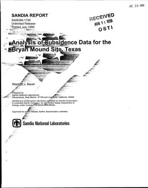 Analysis of Subsidence Data for the Bryan Mound Site, Texas