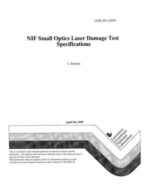 NIF small optics laser damage test specifications
