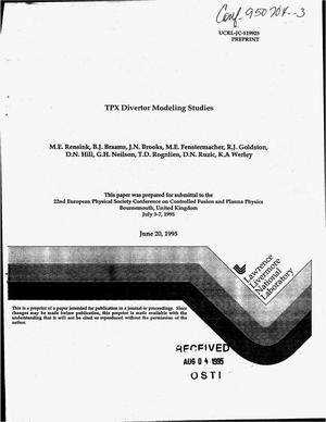 TPX divertor modeling studies