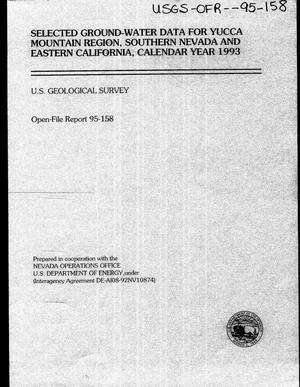 Selected ground-water data for Yucca Mountain Region, Southern Nevada and Eastern California, Calendar year 1993