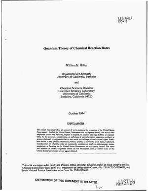 Quantum theory of chemical reaction rates