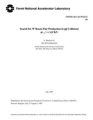 Search for W boson pair production in p{bar p} collisions at {radical}s = 1.8 TeV