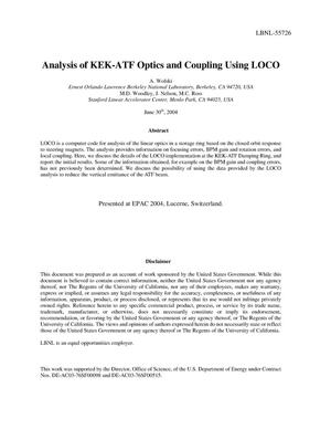 Analysis of KEK-ATF optics and coupling using LOCO