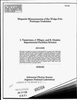 Magnetic measurements of the wedge-pole prototype undulator