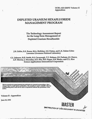 Depleted Uranium Hexafluoride Management Program. The technology assessment report for the long-term management of depleted uranium hexafluoride. Volume 2