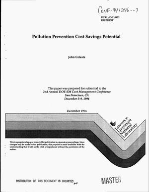 Primary view of object titled 'Pollution prevention cost savings potential'.