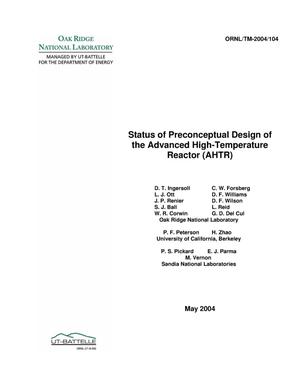Status of Preconceptual Design of the Advanced High-Temperature Reactor (AHTR)