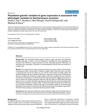 Population genetic variation in gene expression is associated withphenotypic variation in Saccharomyces cerevisiae
