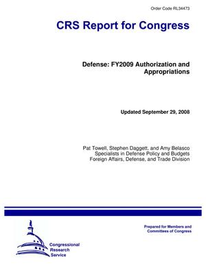 Primary view of object titled 'Defense: FY2009 Authorization and Appropriations'.