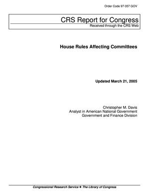 House Rules Affecting Committees
