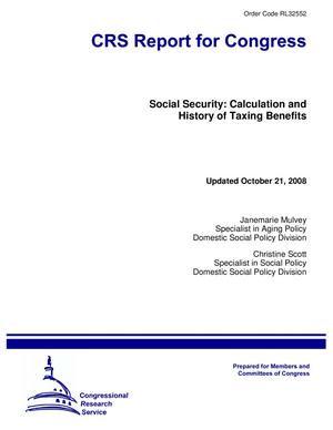 Primary view of object titled 'Social Security: Calculation and History of Taxing Benefits'.