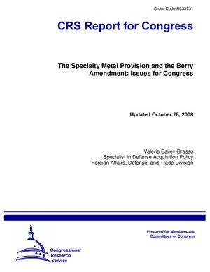 The Specialty Metal Provision and the Berry Amendment: Issues for Congress
