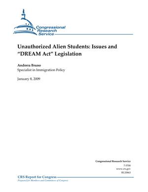 Unauthorized Alien Students: Issues and "DREAM Act" Legislation