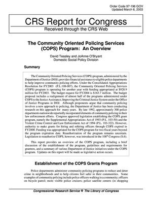 The Community Oriented Policing Services (COPS) Program: An Overview