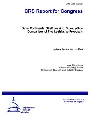 Outer Continental Shelf Leasing: Side-by-Side Comparison of Five Legislative Proposals