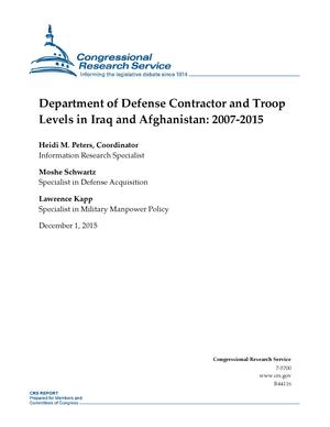 Primary view of object titled 'Department of Defense Contractor and Troop Levels in Iraq and Afghanistan: 2007-2015'.