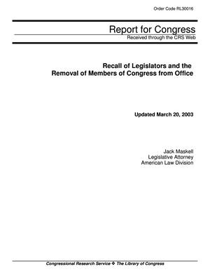Primary view of object titled 'Recall of Legislators and the Removal of Members of Congress from Office'.