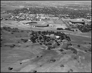[Aerial of Clubhouse, Fouts Field, and Coliseum]