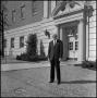 Photograph: [Dean A. Witt Blair standing in front of the Education-Home Economics…