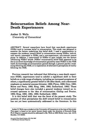 Primary view of object titled 'Reincarnation Beliefs Among Near-Death Experiencers'.