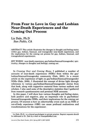 Primary view of object titled 'From Fear to Love in Gay and Lesbian Near-Death Experiences and the Coming Out Process'.