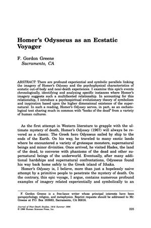 Primary view of object titled 'Homer's Odysseus as an Ecstatic Voyager'.