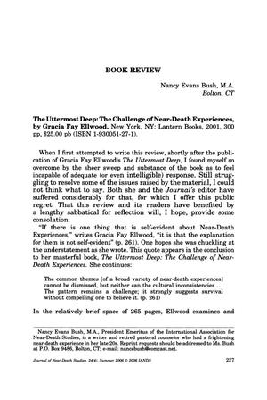 Primary view of object titled 'Book Review: The Uttermost Deep: The Challenge of Near-Death Experiences'.