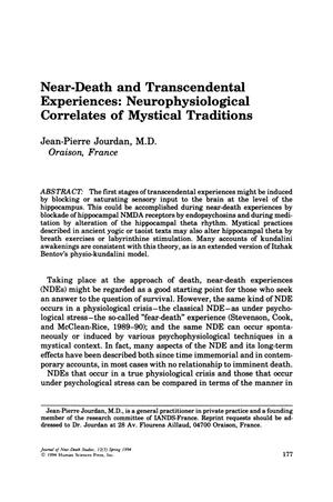 Near-Death and Transcendental Experiences: Neurophysiological Correlates of Mystical Traditions
