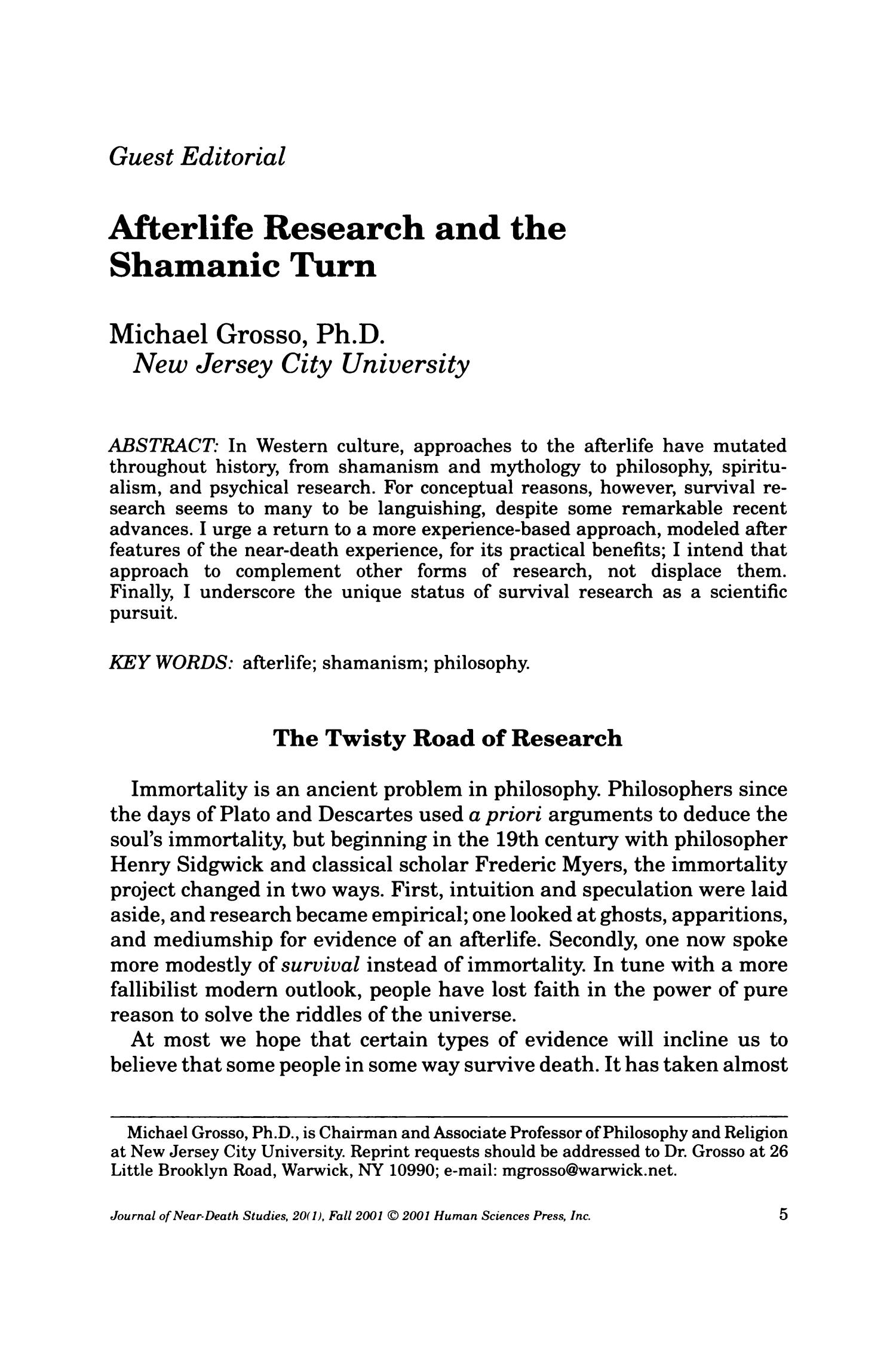 Example Of A Shaman Research Paper