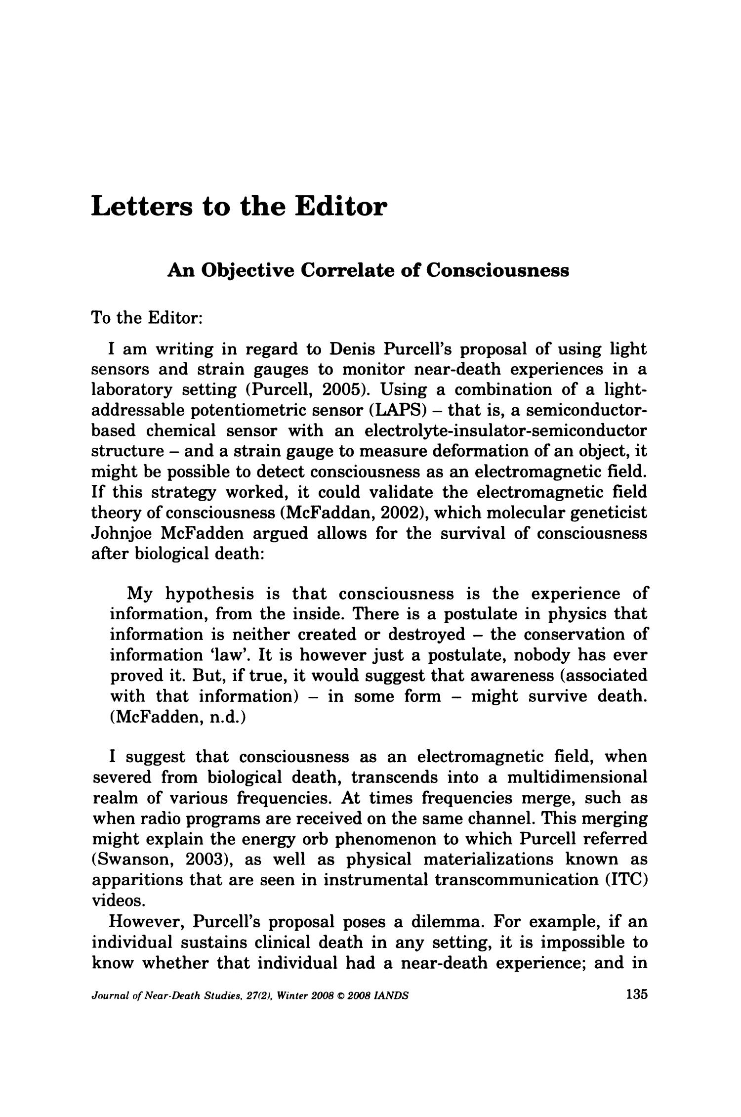 Letters to the Editor: An Objective Correlate of ...