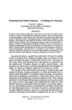 Evaluating Near-Death Testimony: A Challenge for Theology