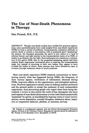 The Use of Near-Death Phenomena in Therapy