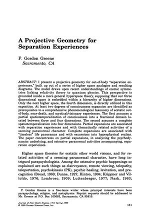 Primary view of object titled 'A Projective Geometry for Separation Experiences'.