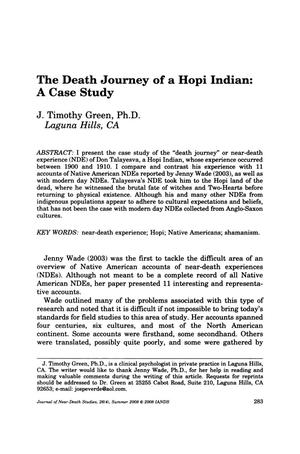 The Death Journey of a Hopi Indian: A Case Study
