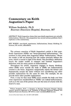 Primary view of object titled 'Commentary on Keith Augustine's Paper [#1]'.