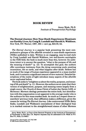 Primary view of object titled 'Book Review: The Eternal Journey: How Near-Death Experiences Illuminate our Earthly Lives'.