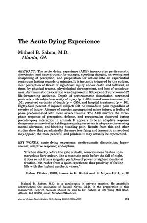 The Acute Dying Experience