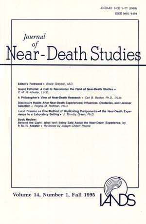 Primary view of object titled 'Journal of Near-Death Studies, Volume 14, Number 1, Fall 1995'.